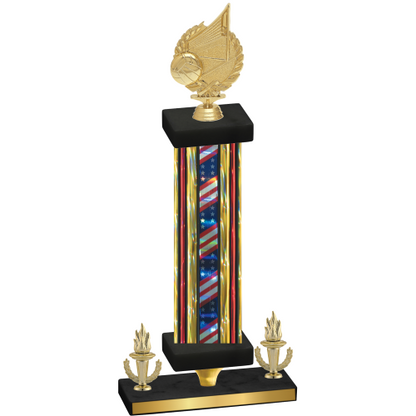 Premium Single Flag USA Victory Volleyball Trophy