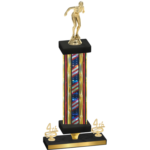 Premium Single Flag USA Fourth Place Tennis Trophy