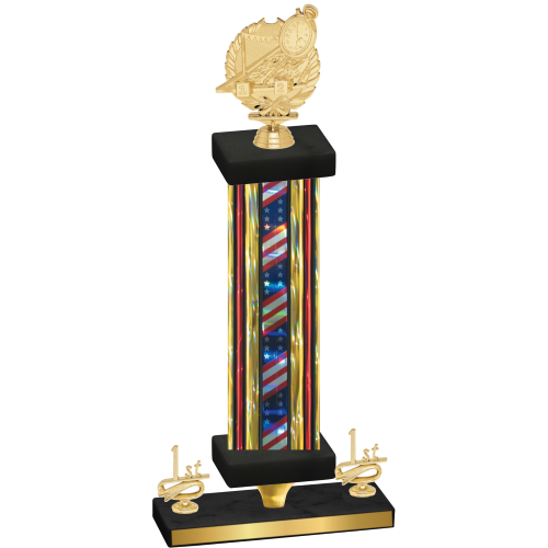 Premium Single Flag USA First Place Swimming Trophy