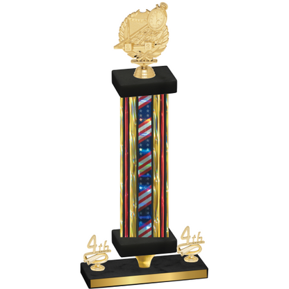 Premium Single Flag USA Fourth Place Swimming Trophy