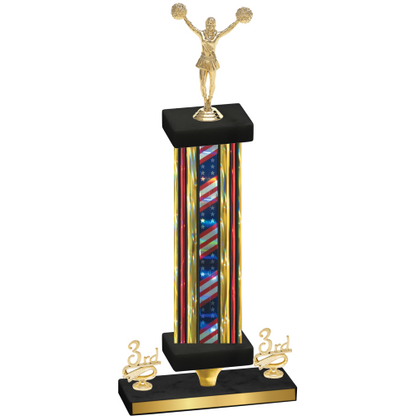 Premium Single Flag USA Third Place Cheerleading Trophy