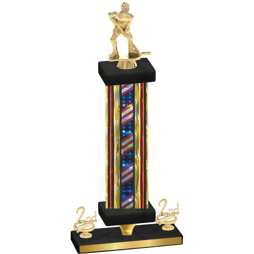 Premium Single Flag USA Second Place Hockey Trophy