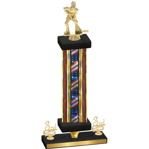 Premium Single Flag USA Third Place Hockey Trophy