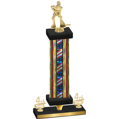 Premium Single Flag USA Fourth Place Hockey Trophy