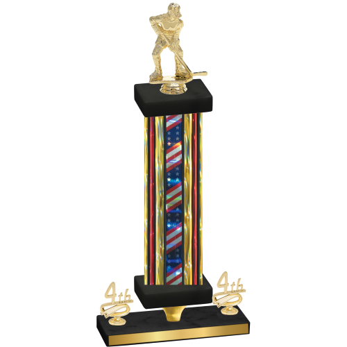 Premium Single Flag USA Fourth Place Hockey Trophy