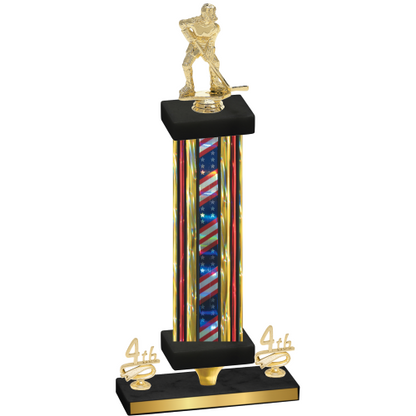 Premium Single Flag USA Fourth Place Hockey Trophy