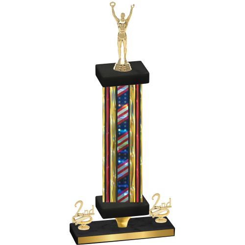 Premium Single Flag USA Second Place Victory Trophy