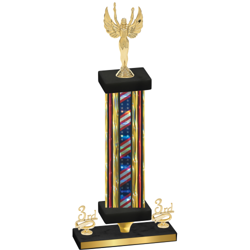Premium Single Flag USA Third Place Victory Trophy