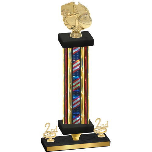 Premium Single Flag USA Second Place Basketball Trophy
