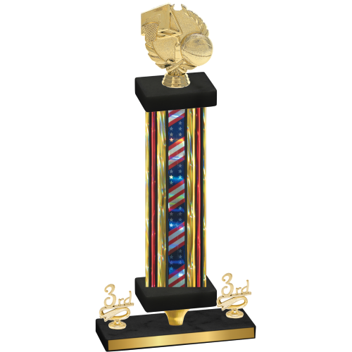 Premium Single Flag USA Third Place Basketball Trophy
