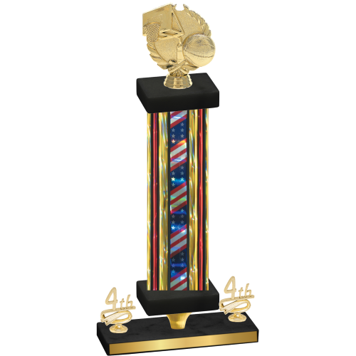 Premium Single Flag USA Fourth Place Basketball Trophy