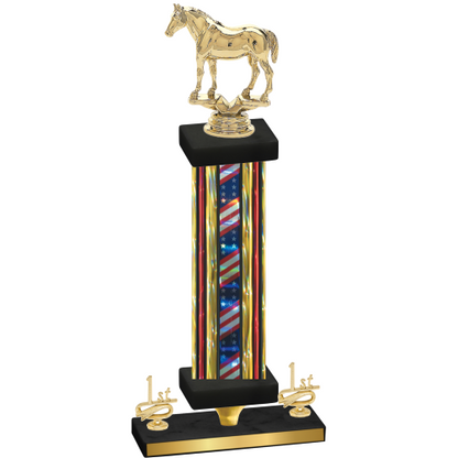 Premium Single Flag USA First Place Horses Trophy
