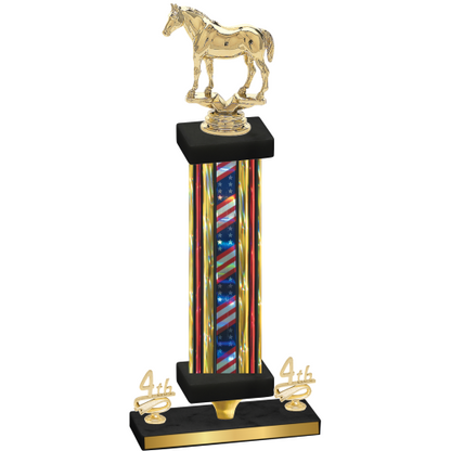 Premium Single Flag USA Fourth Place Horses Trophy