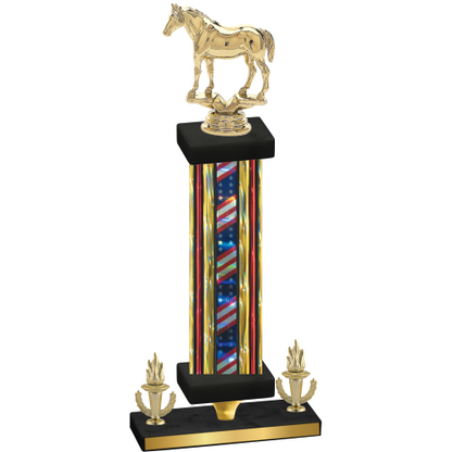 Premium Single Flag USA Victory Horses Trophy
