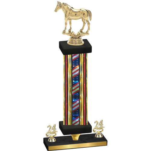 Premium Single Flag USA Year Horses Trophy