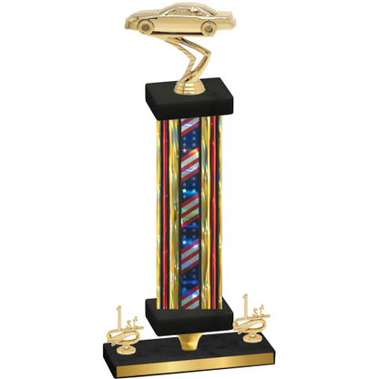 Premium Single Flag USA First Place Cars Trophy