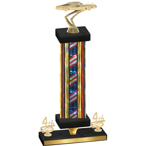 Premium Single Flag USA Fourth Place Cars Trophy
