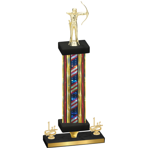 Premium Single Flag USA First Place Archery Trophy