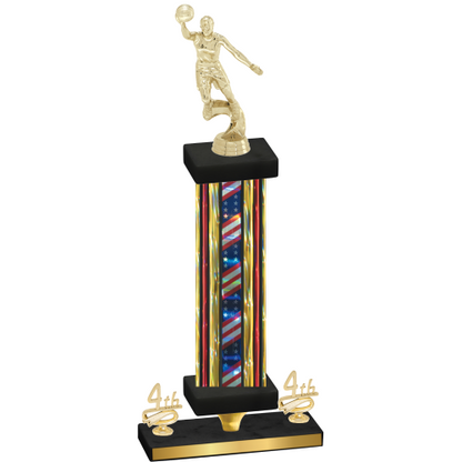 Premium Single Flag USA Fourth Place Basketball Trophy