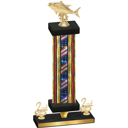 Premium Single Flag USA Second Place Fishing Trophy