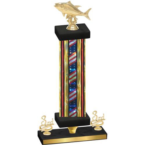 Premium Single Flag USA Third Place Fishing Trophy