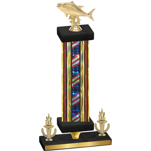 Premium Single Flag USA Victory Fishing Trophy