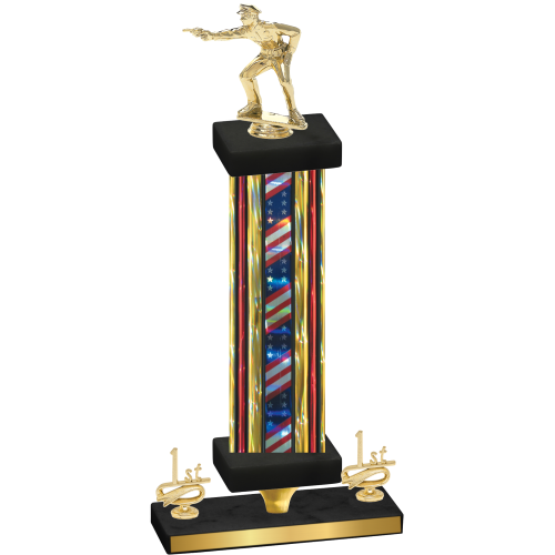 Premium Single Flag USA First Place Shooter Trophy