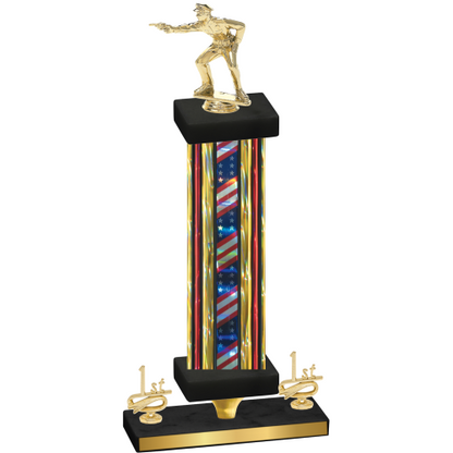 Premium Single Flag USA First Place Shooter Trophy
