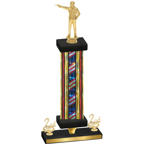 Premium Single Flag USA Second Place Shooter Trophy