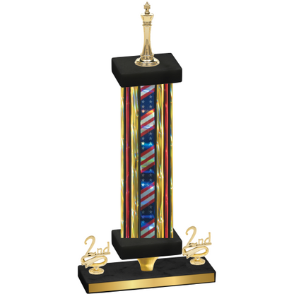 Premium Single Flag USA Second Place Chess Trophy