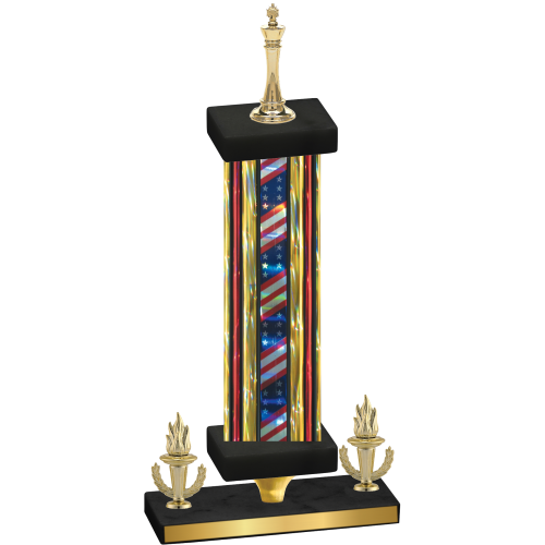 Premium Single Flag USA Victory Chess Trophy