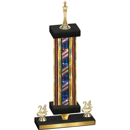 Premium Single Flag USA Year Chess Trophy