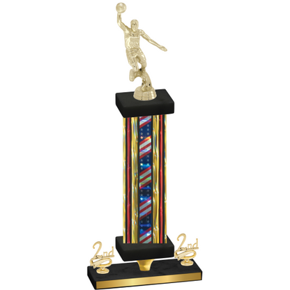 Premium Single Flag USA Second Place Basketball Trophy