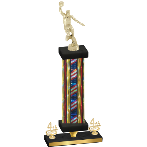Premium Single Flag USA Fourth Place Basketball Trophy
