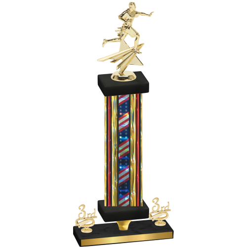 Premium Single Flag USA Third Place Flag Football Trophy
