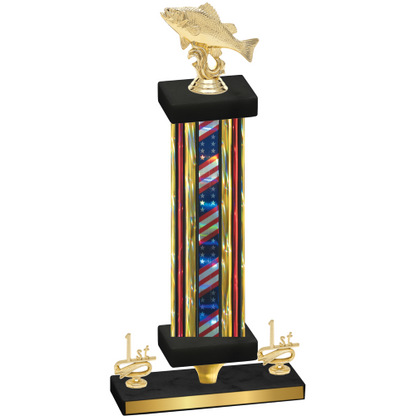 Premium Single Flag USA First Place Fishing Trophy