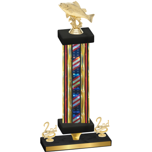 Premium Single Flag USA Second Place Fishing Trophy