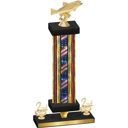 Premium Single Flag USA Second Place Fishing Trophy