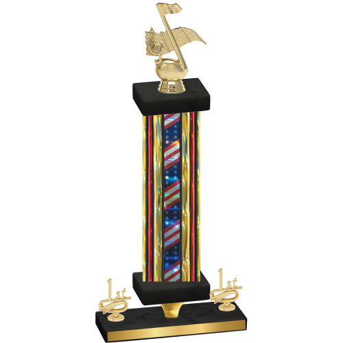 Premium Single Flag USA First Place Music Trophy