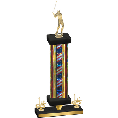 Premium Single Flag USA First Place Golf Trophy