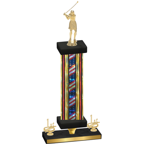 Premium Single Flag USA First Place Golf Trophy