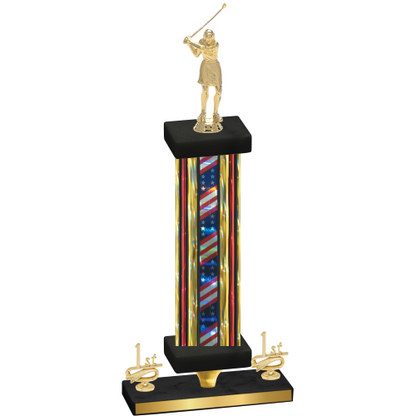 Premium Single Flag USA First Place Golf Trophy