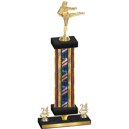 Premium Single Flag USA Year Karate Trophy