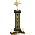 Premium Single Flag USA Fourth Place Karate Trophy