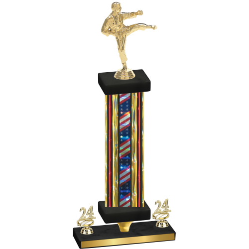 Premium Single Flag USA Year Karate Trophy
