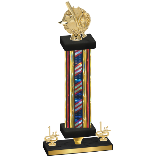 Premium Single Flag USA First Place Baseball Trophy