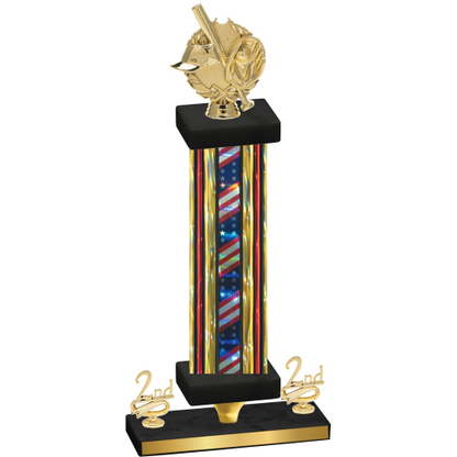 Premium Single Flag USA Second Place Baseball Trophy