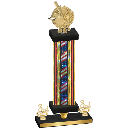 Premium Single Flag USA Third Place Baseball Trophy