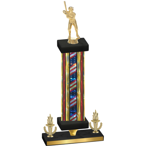 Premium Single Flag USA Victory Baseball Trophy