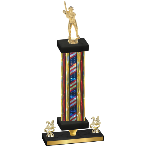 Premium Single Flag USA Year Baseball Trophy